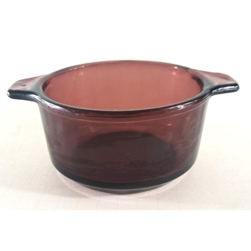 Vintage Amethyst Glass Casserole Bowl Small Purple Made in Mexico 4.5"